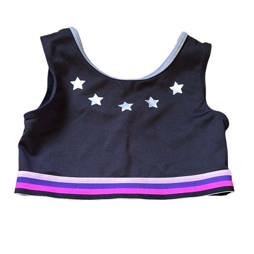 5 for $20 More Than Magic Silver Stars Black Gymnastics/Dance Crop Top